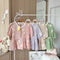 Spring Lacey Border Embroidered Puff Sleeves Tiered Tops